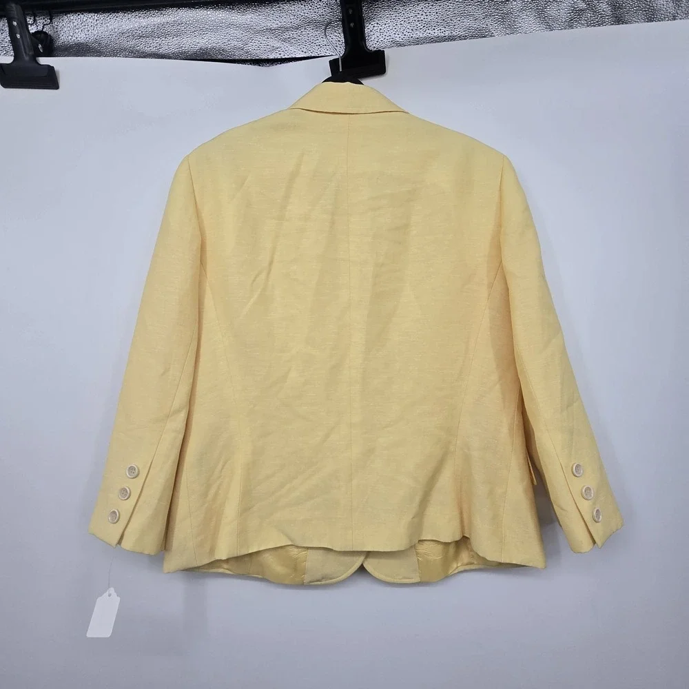 Lafayette 148 Linen Wool Blazer Womens Size 8 Yellow Classic Office Career Girly